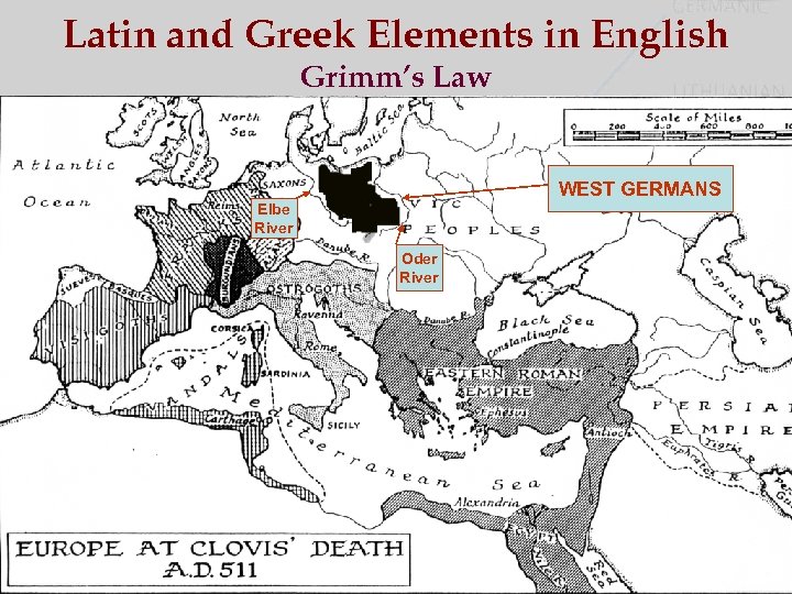 Latin and Greek Elements in English Grimm’s Law WEST GERMANS Elbe River Oder River