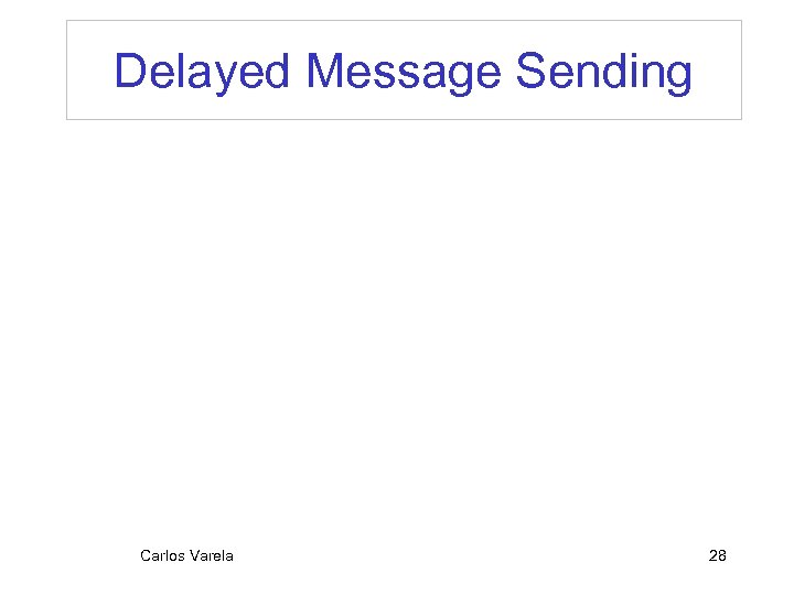 Delayed Message Sending Carlos Varela 28 