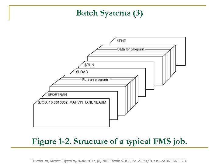 Batch Systems (3) Figure 1 -2. Structure of a typical FMS job. Tanenbaum, Modern