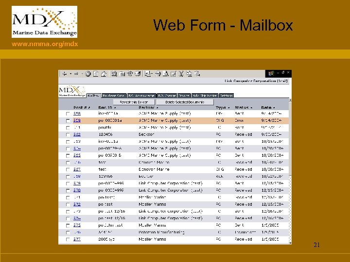 Web Form - Mailbox www. nmma. org/mdx 21 