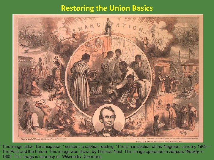 Restoring the Union Basics This image, titled “Emancipation, ” contains a caption reading: “The