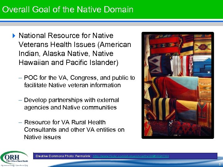 Overall Goal of the Native Domain 4 National Resource for Native Veterans Health Issues