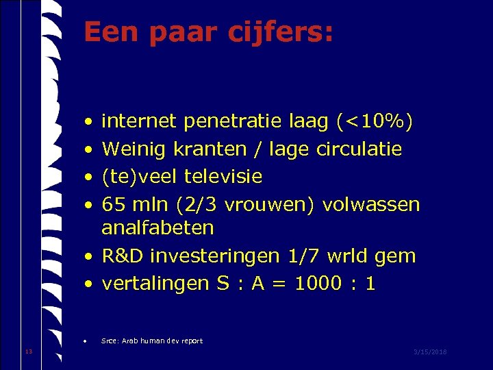 Een paar cijfers: • • internet penetratie laag (<10%) Weinig kranten / lage circulatie