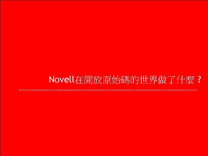 Novell在開放原始碼的世界做了什麼 ? 18 © March 10, 2004 Novell Inc. 