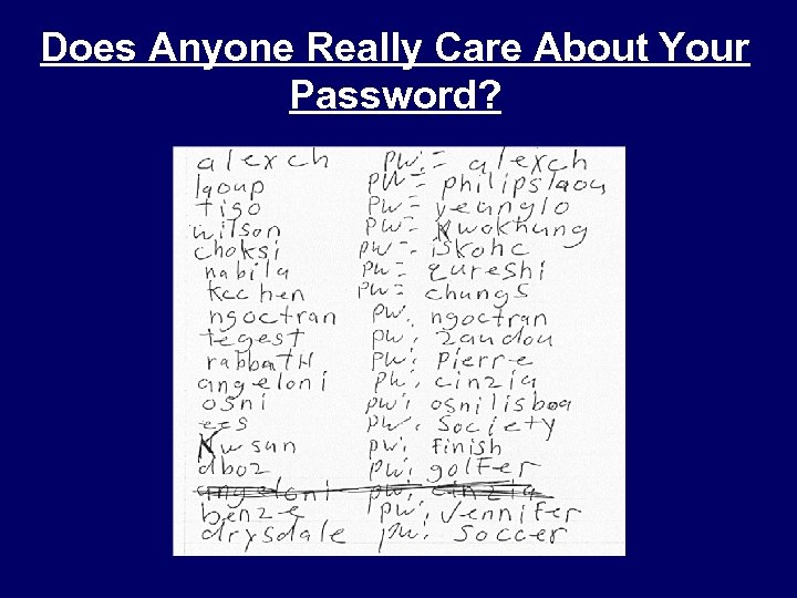 Does Anyone Really Care About Your Password? 