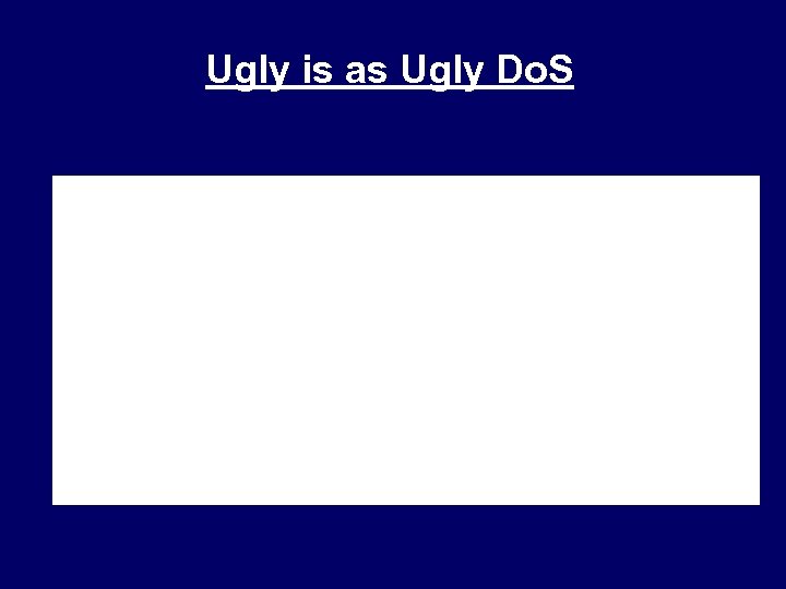 Ugly is as Ugly Do. S 