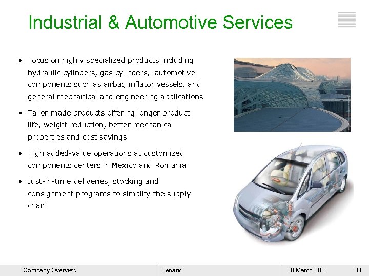Industrial & Automotive Services • Focus on highly specialized products including hydraulic cylinders, gas