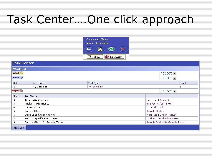 Task Center…. One click approach 