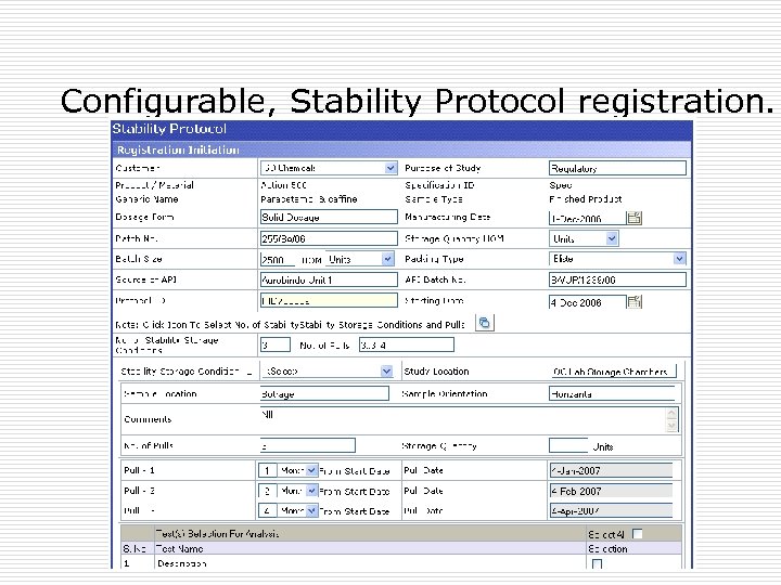 Configurable, Stability Protocol registration. 