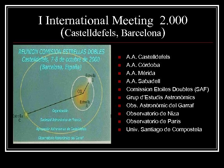 I International Meeting 2. 000 (Castelldefels, Barcelona) n n n n n A. A.