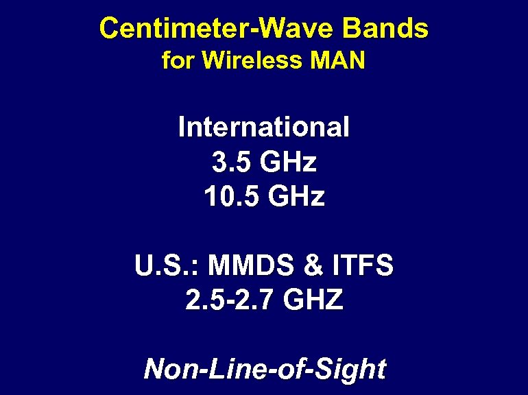 Centimeter-Wave Bands for Wireless MAN International 3. 5 GHz 10. 5 GHz U. S.