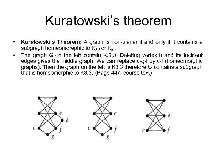 Kuratowski’s theorem • • Kuratowski’s Theorem: A graph is non-planar if and only if