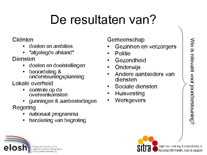 De resultaten van? • doelen en ambities • 