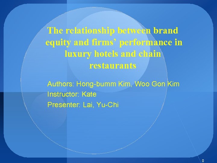 The relationship between brand equity and firms’ performance in luxury hotels and chain restaurants