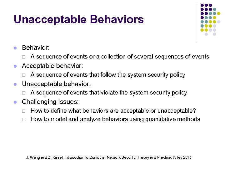 Unacceptable Behaviors Behavior: ¨ Acceptable behavior: ¨ A sequence of events that follow the