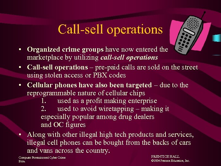 Call-sell operations • Organized crime groups have now entered the marketplace by utilizing call-sell