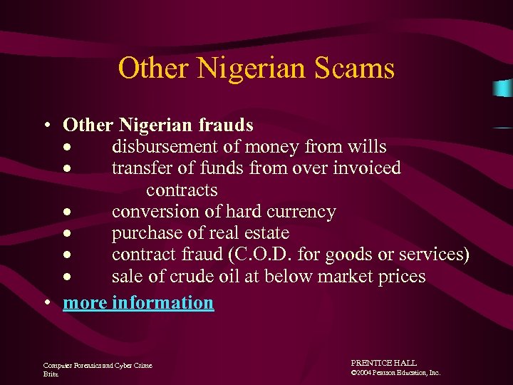 Other Nigerian Scams • Other Nigerian frauds · disbursement of money from wills ·