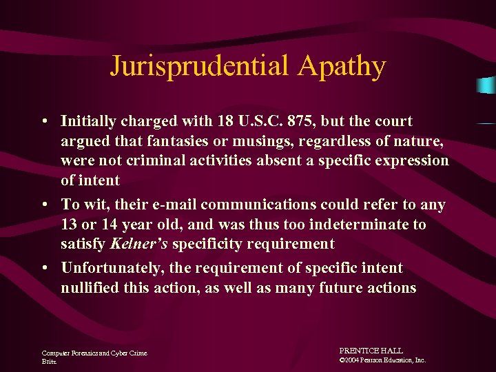 Jurisprudential Apathy • Initially charged with 18 U. S. C. 875, but the court