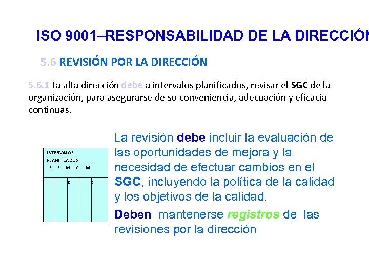 ISO 9001–RESPONSABILIDAD DE LA DIRECCIÓN 5. 6 REVISIÓN POR LA DIRECCIÓN 5. 6. 1