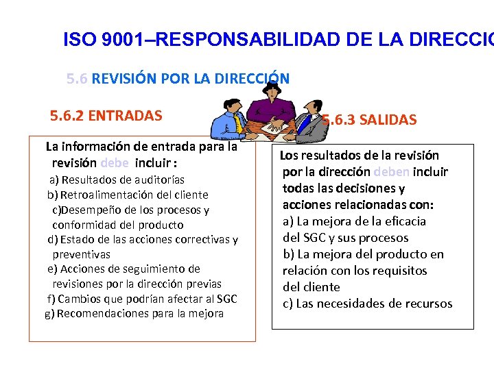 ISO 9001–RESPONSABILIDAD DE LA DIRECCIÓ 5. 6 REVISIÓN POR LA DIRECCIÓN 5. 6. 2