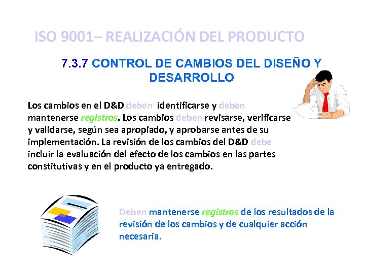 ISO 9001– REALIZACIÓN DEL PRODUCTO 7. 3. 7 CONTROL DE CAMBIOS DEL DISEÑO Y