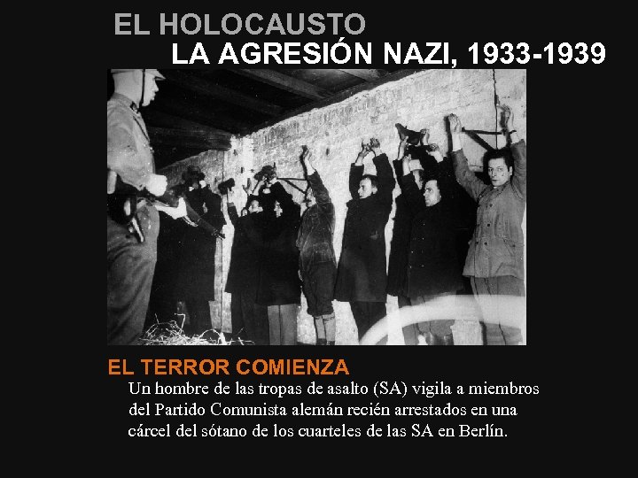 EL HOLOCAUSTO LA AGRESIÓN NAZI, 1933 -1939 EL TERROR COMIENZA Un hombre de las