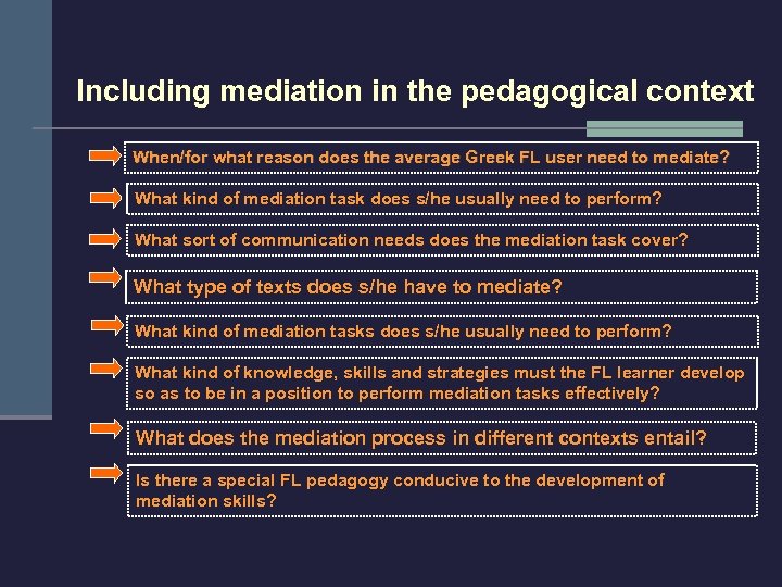 Including mediation in the pedagogical context When/for what reason does the average Greek FL