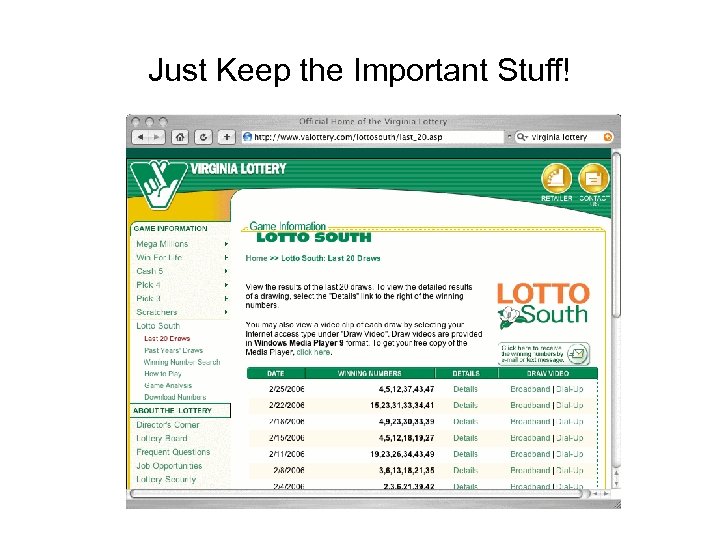 Just Keep the Important Stuff! 