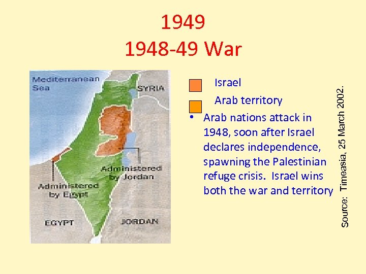Israel Arab territory • Arab nations attack in 1948, soon after Israel declares independence,