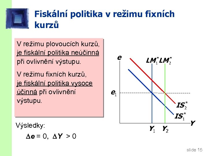 Fiskální politika v režimu fixních kurzů Under floating rates, kurzů, V režimu plovoucích a