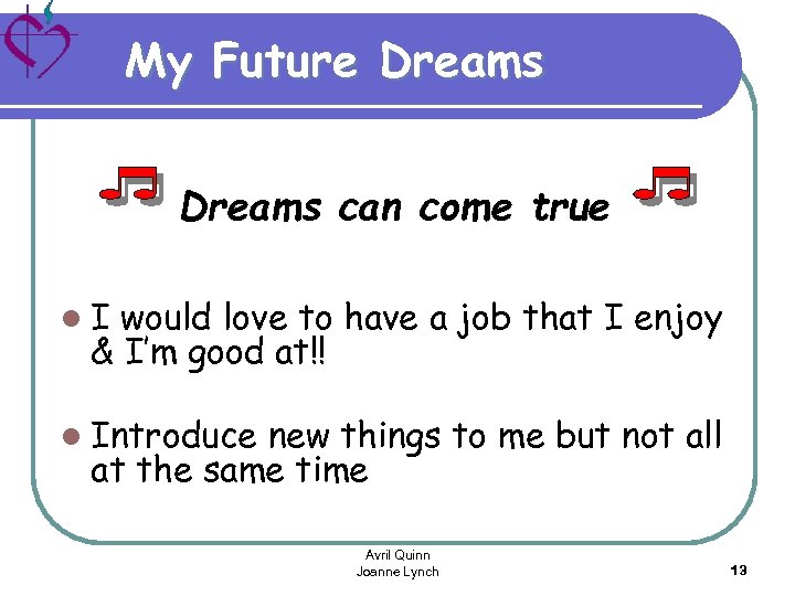 My Future Dreams can come true l. I would love to have a job