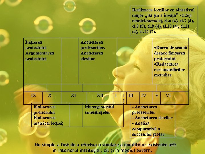 Realizarea lecţiilor cu obiectivul major „Să ştii a învăţa” –cl. 5(4 tehnici/metode), cl. 6