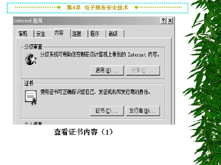 第 4章 电子商务安全技术 查看证书内容（1） 