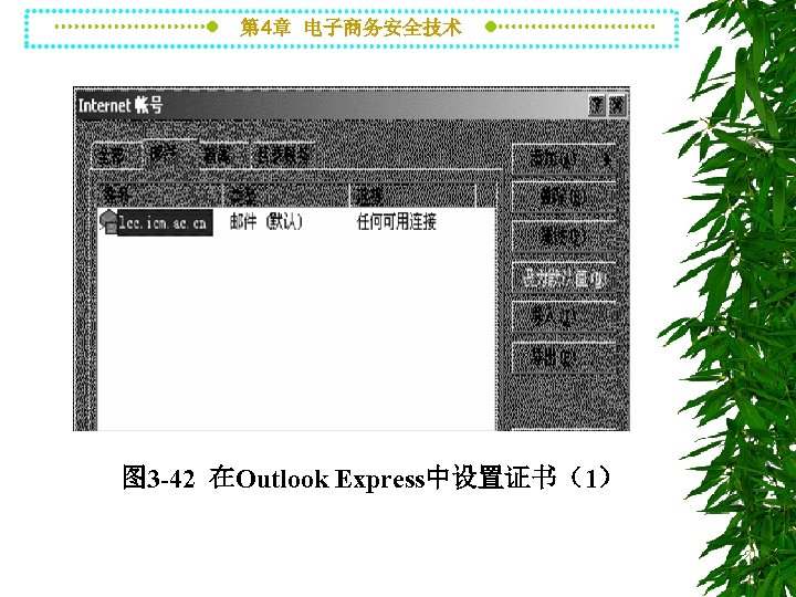 第 4章 电子商务安全技术 图 3 -42 在Outlook Express中设置证书（1） 