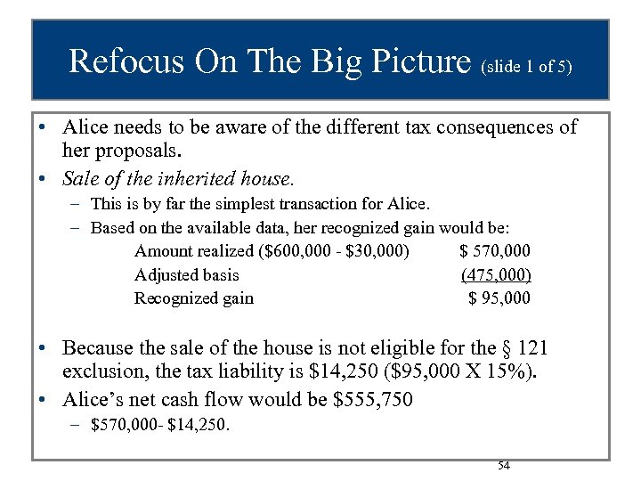 Refocus On The Big Picture (slide 1 of 5) • Alice needs to be