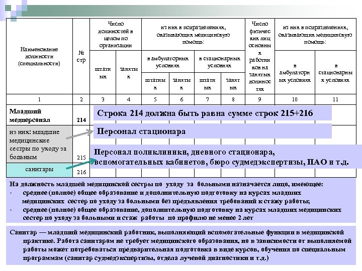 Наименование должности (специальности) 1 Младший медперсонал Число должностей в целом по организации № стр
