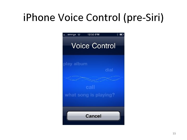i. Phone Voice Control (pre-Siri) 33 