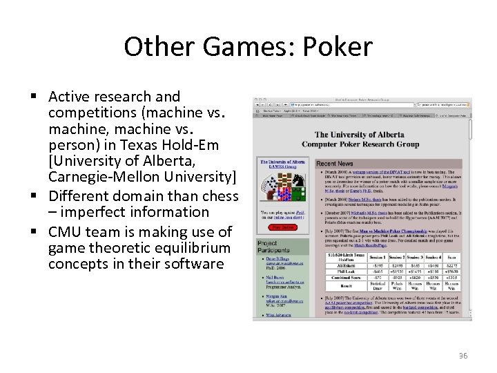 Other Games: Poker § Active research and competitions (machine vs. machine, machine vs. person)