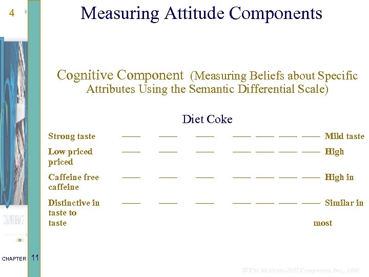 Measuring Attitude Components 4 Cognitive Component (Measuring Beliefs about Specific Attributes Using the Semantic
