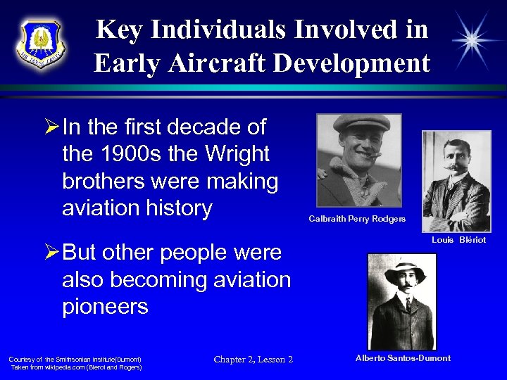 Key Individuals Involved in Early Aircraft Development Ø In the first decade of the