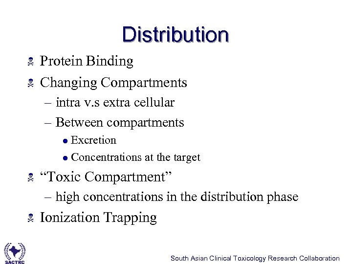 Distribution N N Protein Binding Changing Compartments – intra v. s extra cellular –