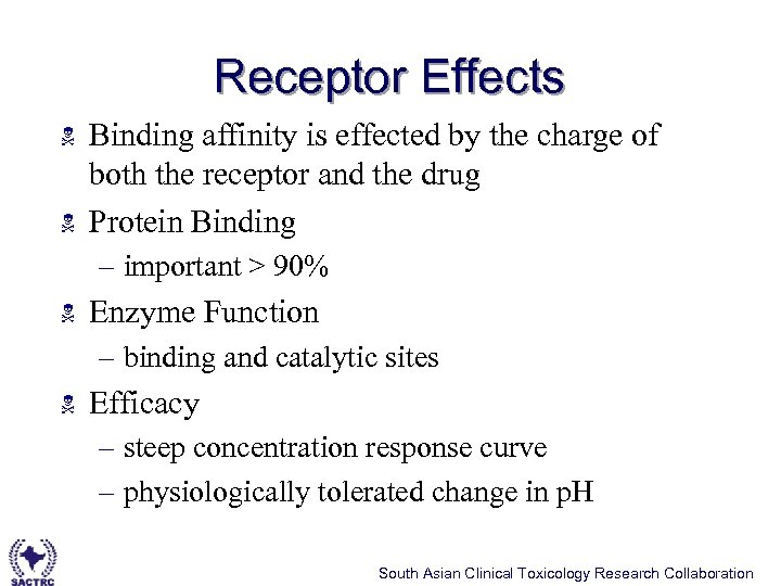 Receptor Effects N N Binding affinity is effected by the charge of both the