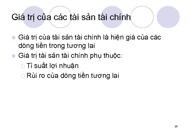 Giá trị của các tài sản tài chính Giá trị của tài sản tài