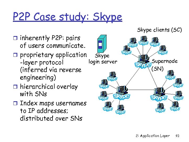 P 2 P Case study: Skype clients (SC) r inherently P 2 P: pairs