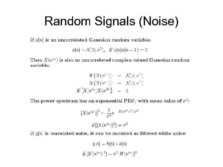 Random Signals (Noise) 