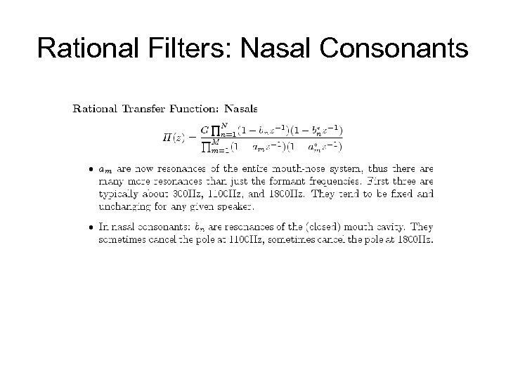 Rational Filters: Nasal Consonants 