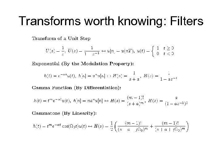 Transforms worth knowing: Filters 