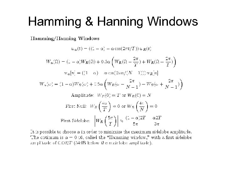 Hamming & Hanning Windows 