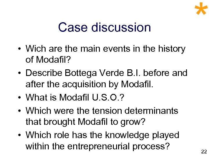 Case discussion • Wich are the main events in the history of Modafil? •