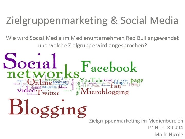 Zielgruppenmarketing & Social Media Wie wird Social Media im Medienunternehmen Red Bull angewendet und